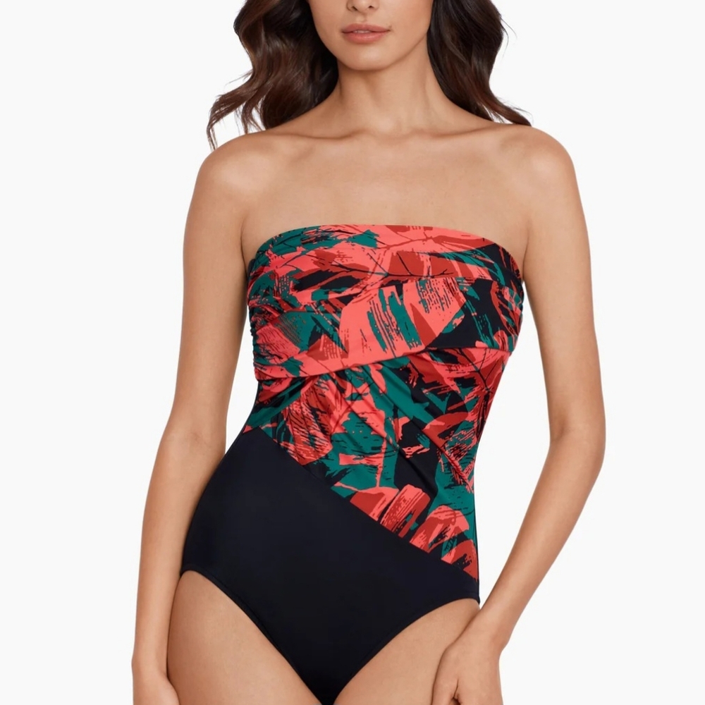 Miraclesuit swimsuit 8 black red Goddess one piece shapewear sculpting new $174